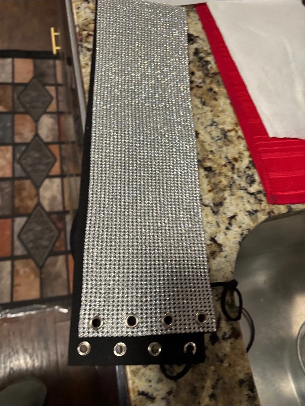 Men's Silver Crystal Mesh Belt - Unbranded Fashion Accessory